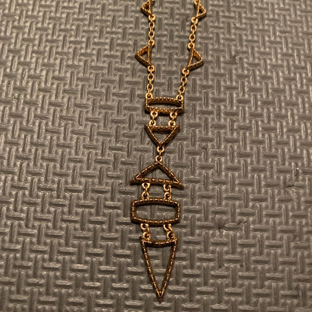 Gold tribal patterned long dainty nacklace